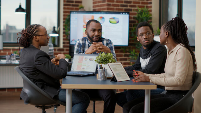 Business advisor presenting growth charts